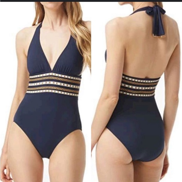 MICHAEL KORS Chain Border Halter One Piece - Picture 2 of 11